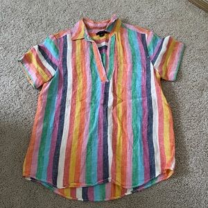 J.Crew rainbow stripe linen popover XXS